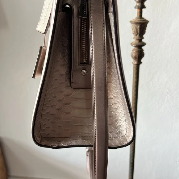 Coach Zoe Platinum Python Embossed Leather Tote/Satchel Bag w/Lock Detail - Picture 5 of 10